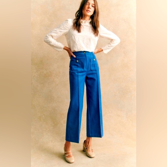 Sézane Emilio Trousers in Denim Blue, Size 4 - Picture 1 of 13